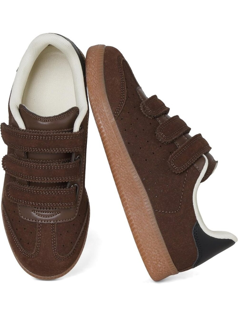 Women's Brown Faux Suede Comfortable Retro with Hook and Loop Closure Sneaker